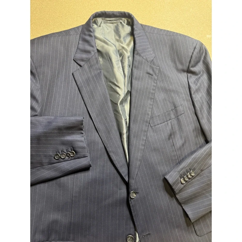 Brioni Neiman Marcus Navy Pinstripe Wool Suit Blazer Jacket Made in Italy $500‎
